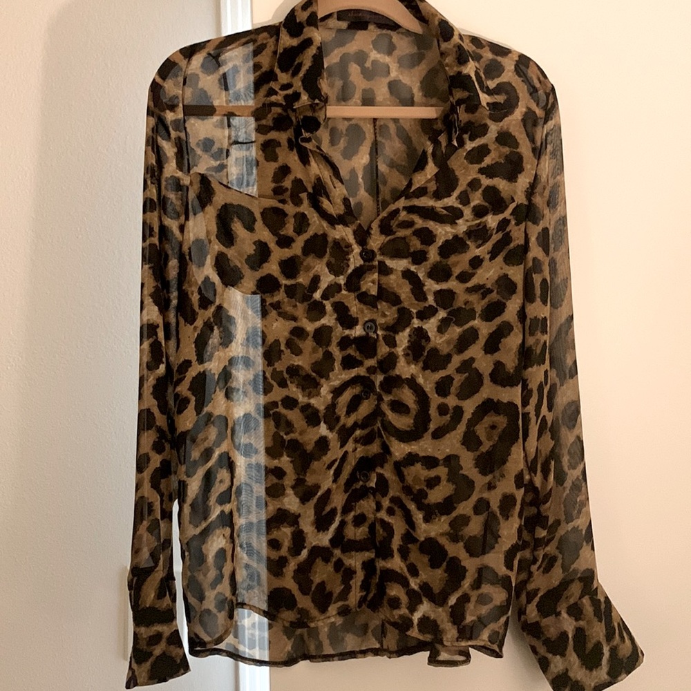 Sexy sheer animal print blouse